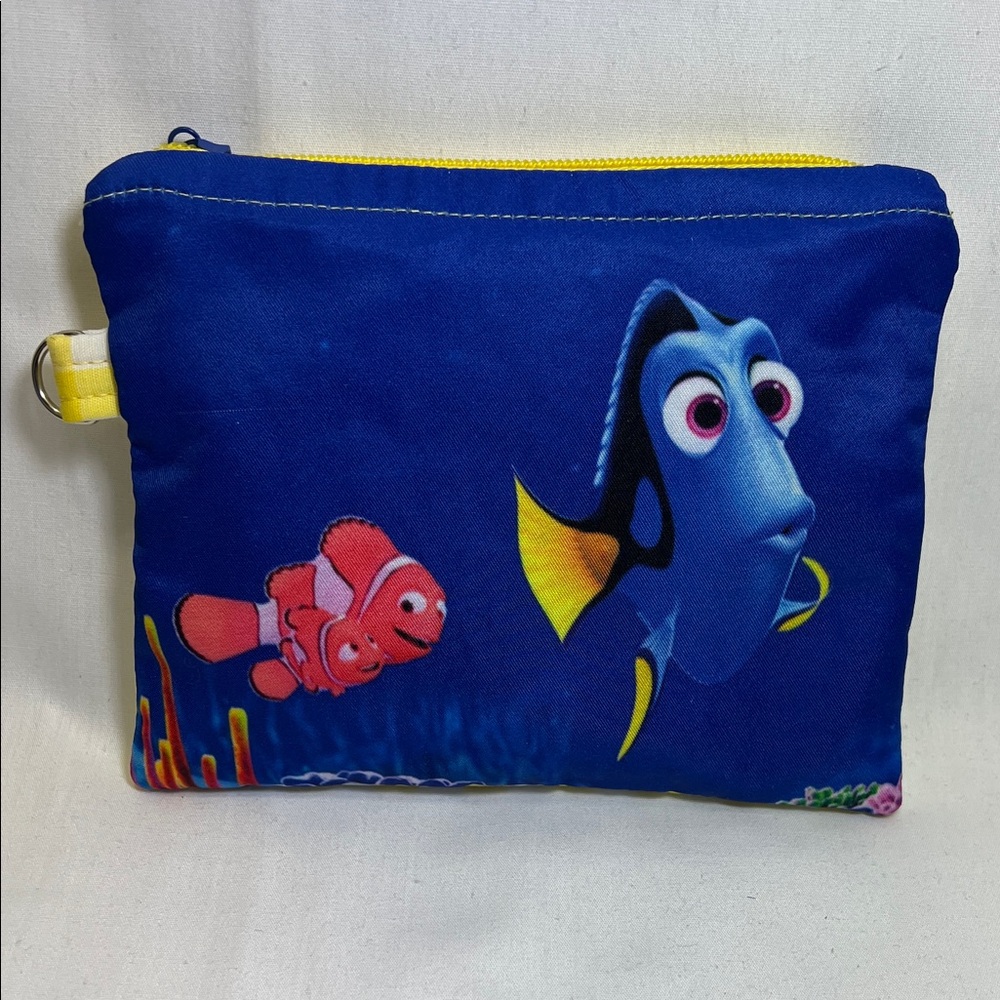 Handmade Upcycled Blue Finding Dory Clutch